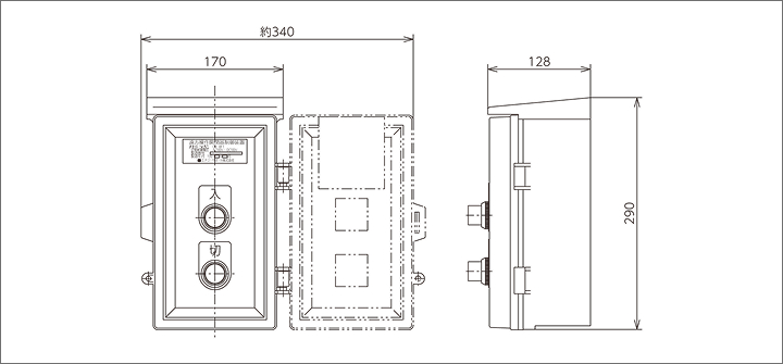 CR-RF1（遠方操作開閉器制御装置）の外形図
