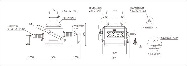 一般地区標準形モールドコーン仕様の外形図