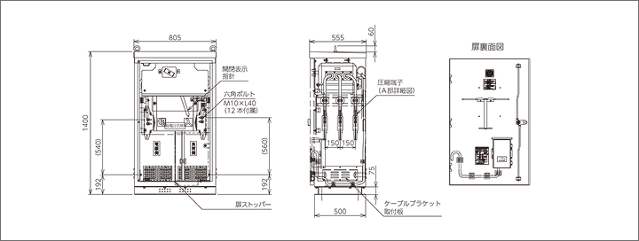 UCLD標準形（内部）の外形図